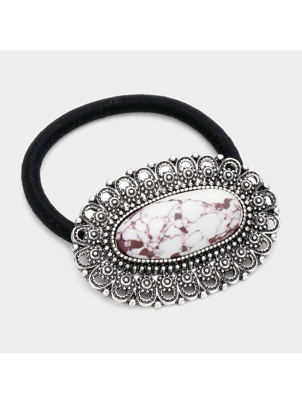 NWT Boho Oval White Howlite Stone Southwestern Stretch Hair Band